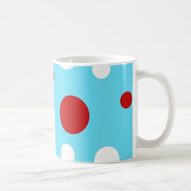 Caneca De Café Teste padrão de bolinhas branco vermelho de (Direita)