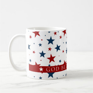 Caneca De Café Teste padrão de estrelas vermelho dos EUA do azul