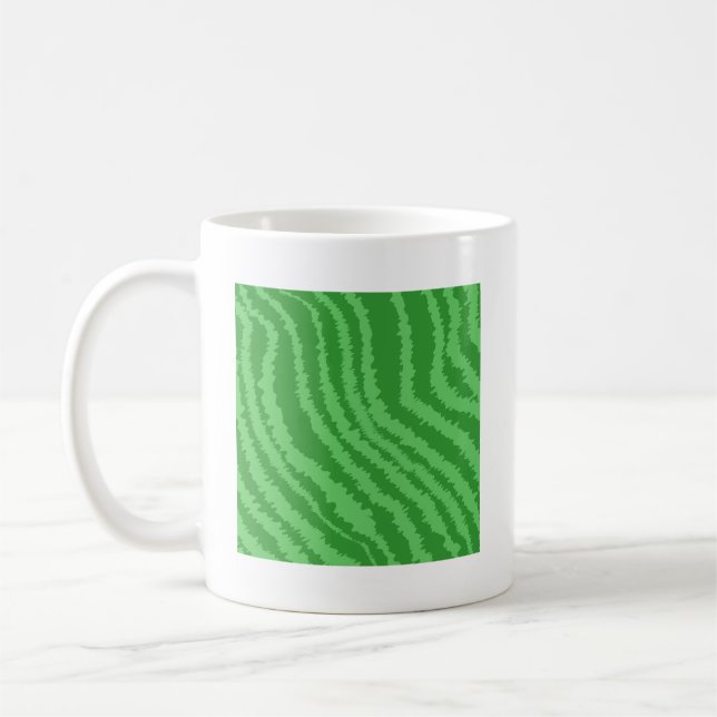 Caneca De Café Teste padrão de listras verdes onduladas (Esquerda)