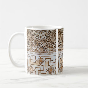 Caneca De Café Teste padrão de mosaico do Arabesque de Tan e de
