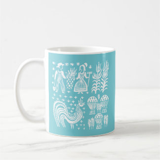 Caneca De Café Teste padrão de Pyrex do vintage - branco de
