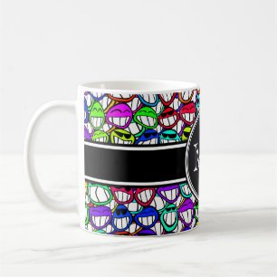 Caneca De Café Teste padrão de sorriso legal das caras mim + seu