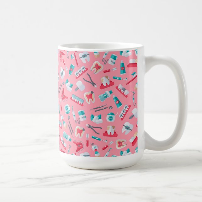Caneca De Café Teste padrão dental cor-de-rosa (Direita)