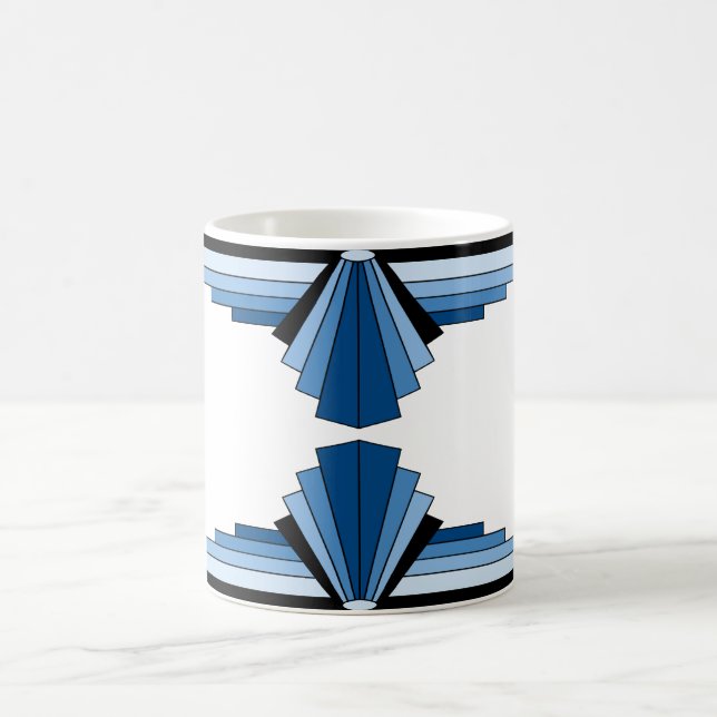 Caneca De Café Teste padrão do art deco nos azuis (Centro)