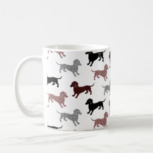 Caneca De Café Teste padrão do feriado dos Dachshunds do damasco