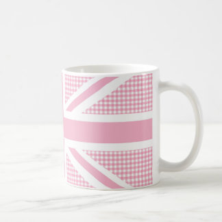 Caneca De Café Teste padrão do guingão do rosa Pastel da bandeira