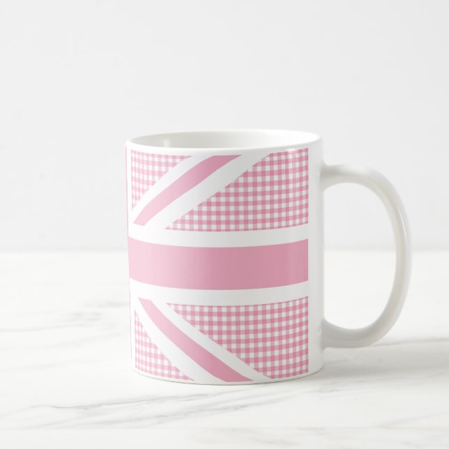 Caneca De Café Teste padrão do guingão do rosa Pastel da bandeira (Direita)