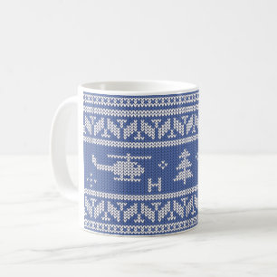 Caneca De Café Teste padrão do Natal da aviação do helicópter