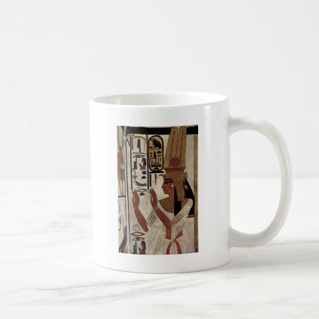 Caneca De Café Teste padrão egípcio dos hieroglyphics da deusa (Direita)