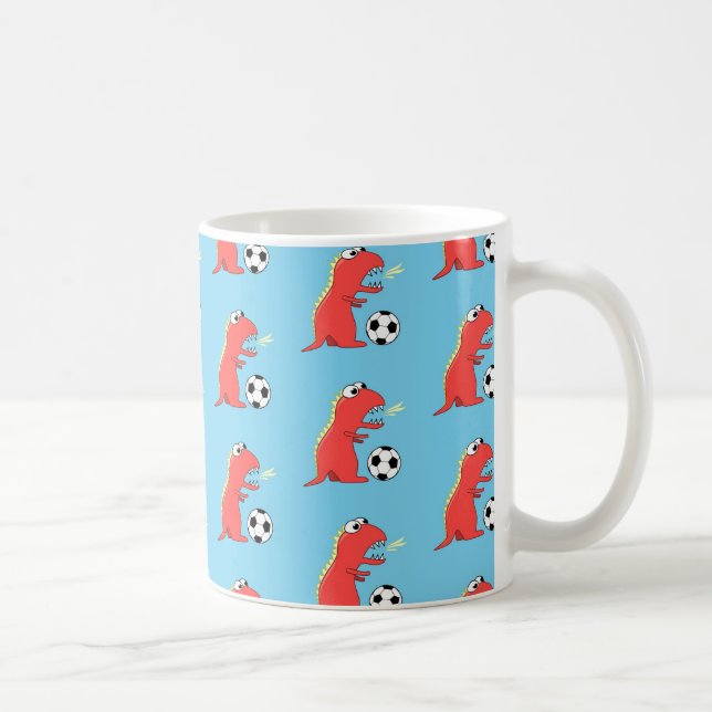 Caneca De Café Teste padrão engraçado azul do futebol do (Direita)