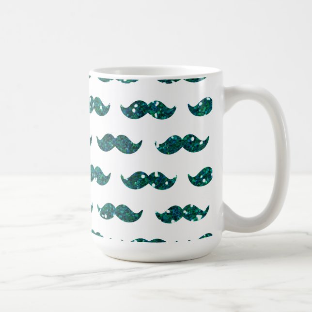 Caneca De Café Teste padrão engraçado do bigode do brilho de (Direita)