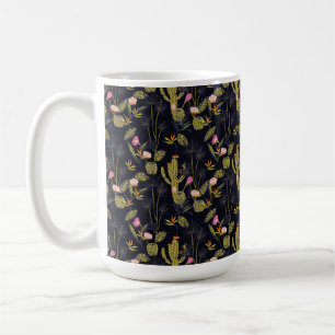 Caneca De Café Teste padrão escuro do cacto da noite de verão