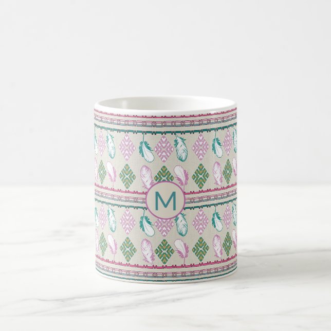 Caneca De Café Teste padrão étnico do sudoeste das penas (Centro)