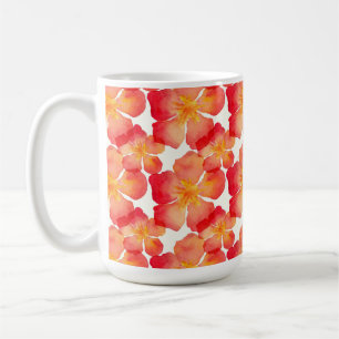 Caneca De Café Teste padrão floral do Oleander alaranjado