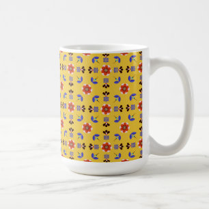 Caneca De Café Teste padrão floral geométrico do estilo