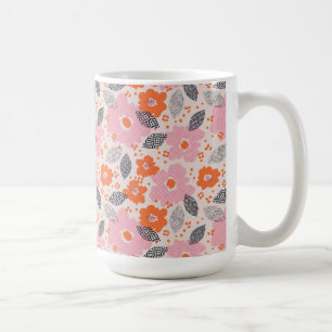 Caneca De Café Teste padrão floral retro bonito
