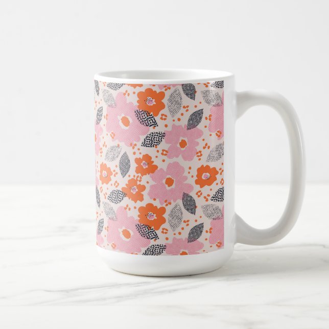 Caneca De Café Teste padrão floral retro bonito (Direita)