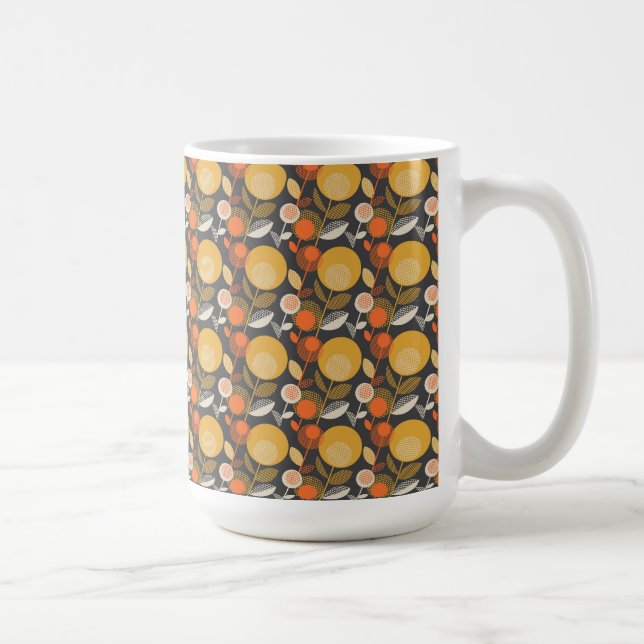 Caneca De Café Teste padrão floral retro clássico (Direita)