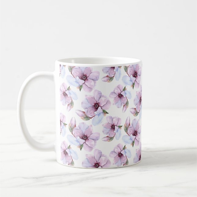 Caneca De Café Teste padrão floral romântico (Esquerda)