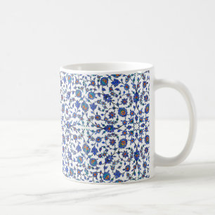 Caneca De Café Teste padrão floral turco azul Handmade antigo dos
