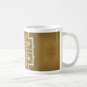 Caneca De Café Teste padrão geométrico do ouro e do creme