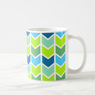 Caneca De Café Teste padrão geométrico verde e azul moderno de