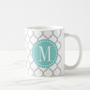Caneca De Café Teste padrão marroquino cinzento & branco da luz