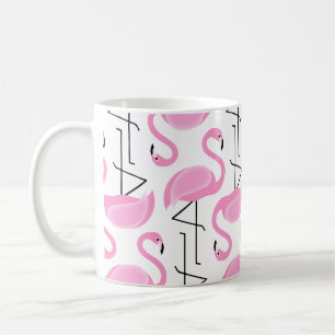 Caneca De Café Teste padrão pintado rosa do flamingo