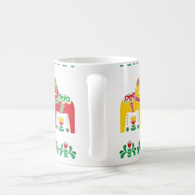 Caneca De Café Teste padrão popular floral do cavalo de Dala do (Alça)