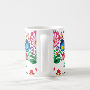 Caneca De Café Teste padrão popular floral polonês tradicional 