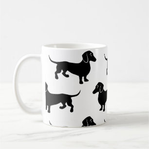 Caneca De Café Teste padrão preto bonito do Dachshund