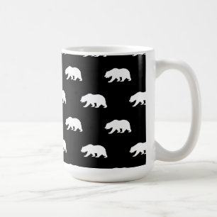 Caneca De Café Teste padrão preto e branco do urso de urso