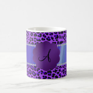 Caneca De Café Teste padrão roxo do leopardo do monograma