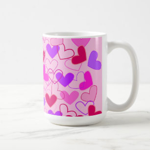 Caneca De Café Teste padrão roxo & vermelho cor-de-rosa feminino