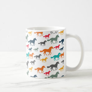 Caneca De Café Teste padrão Running dos cavalos - cinza do