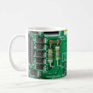 Caneca De Café teste padrão verde do computador de conselho do