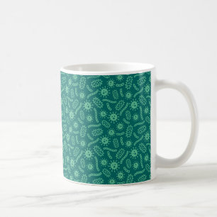 Caneca De Café Teste padrão verde dos micróbios