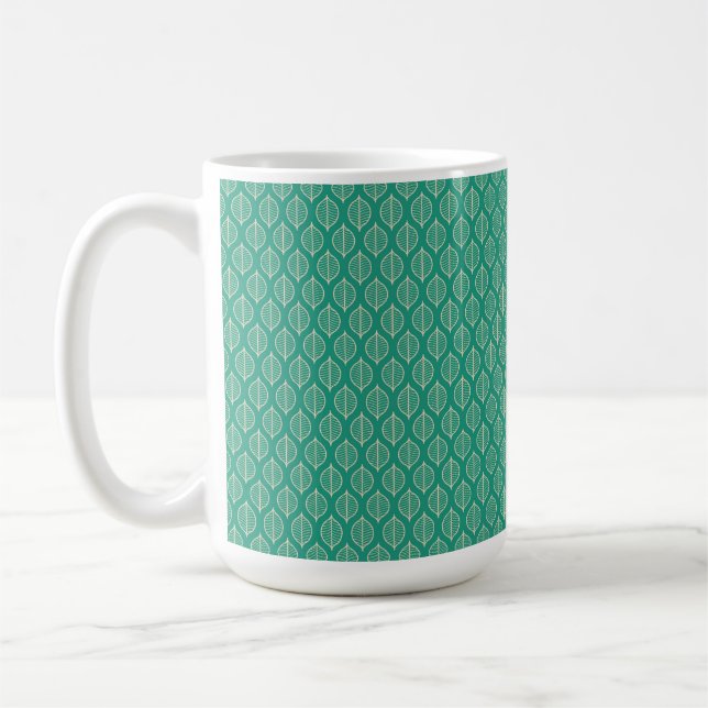 Caneca De Café Teste padrão verde estilizado da folha (Esquerda)