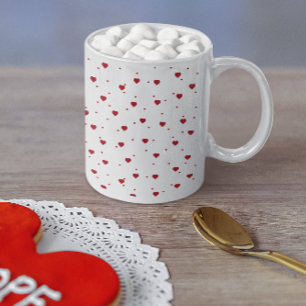 Caneca De Café Teste padrão vermelho bonito dos corações dos