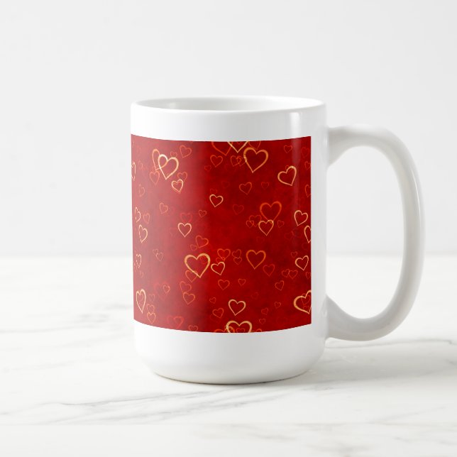 Caneca De Café teste padrão vermelho dos corações (Direita)