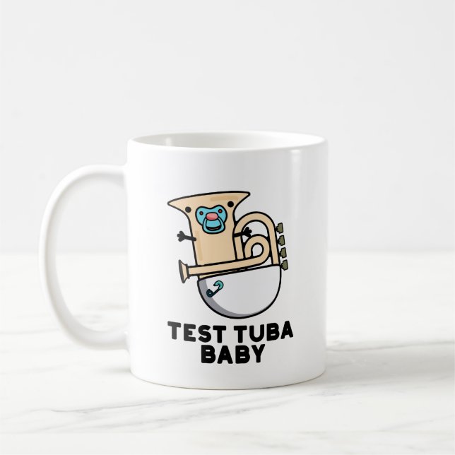 Caneca De Café Teste Tuba Baby Funny Science Tuba Pun (Esquerda)