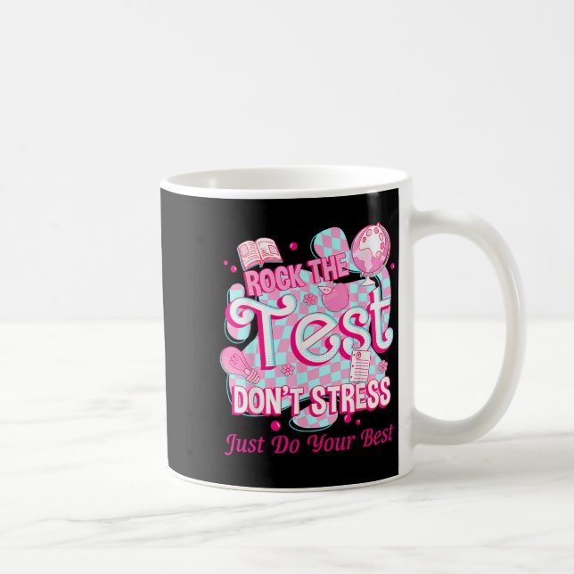 Caneca De Café Testing Day Rock The Test Motivational For Teacher (Direita)