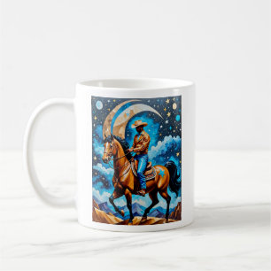 Caneca De Café Teto de Arte Celestial Cowboy da Noite Ocidental