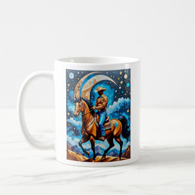 Caneca De Café Teto de Arte Celestial Cowboy da Noite Ocidental (Esquerda)
