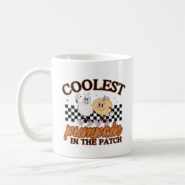 Caneca De Café Teto Gráfico de Pumpkin Bonito (Esquerda)