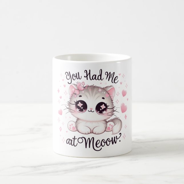 Caneca De Café Teve-me no Gatinho Rosa Rosa Mogado de Mioow Kawai (Centro)