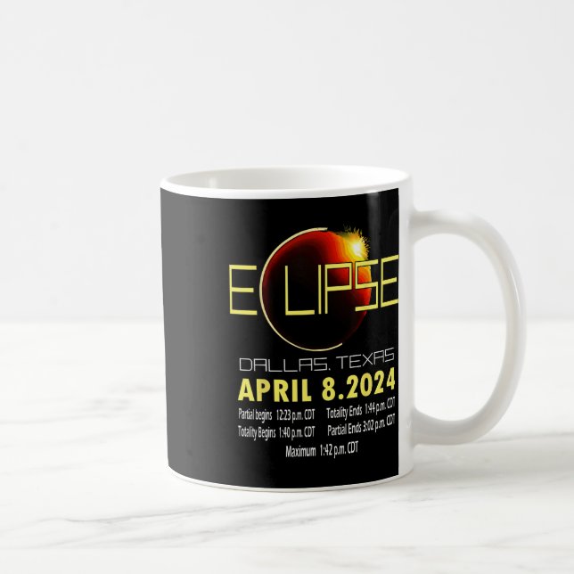 Caneca De Café Texas Solar Eclipse 2024 Solar Eclipse Engraçado T (Direita)