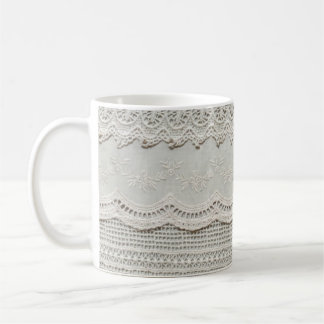 Caneca De Café Têxteis brancos lacados lindos, sutis se fecham.