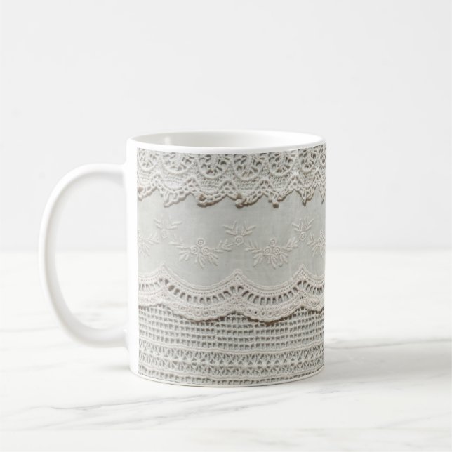 Caneca De Café Têxteis brancos lacados lindos, sutis se fecham.  (Esquerda)