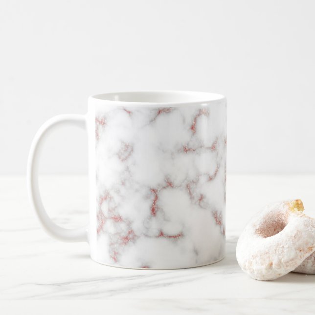 Caneca De Café Têxteis Dourados com Rosa de Mármore Branco (Com Donut)